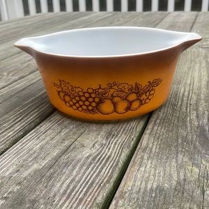 Vintage Pyrexx old orchard with fruit casserole dish